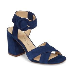 Sole Society Navy Suede Heeled Sandals